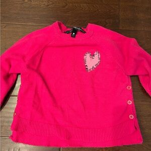Rosenthal Hot Pink Crewneck Sweater with Stitched Heart